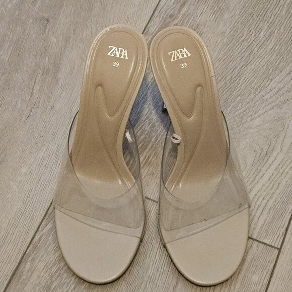 ZARA Clear Transparent Vinyl Heels Sandals Womens Shoes 39 8.5 9 - Picture 4 of 6